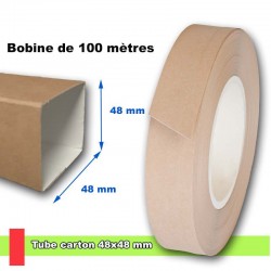 Tube carton carré 48x48 mm en bobine de 100 mètres