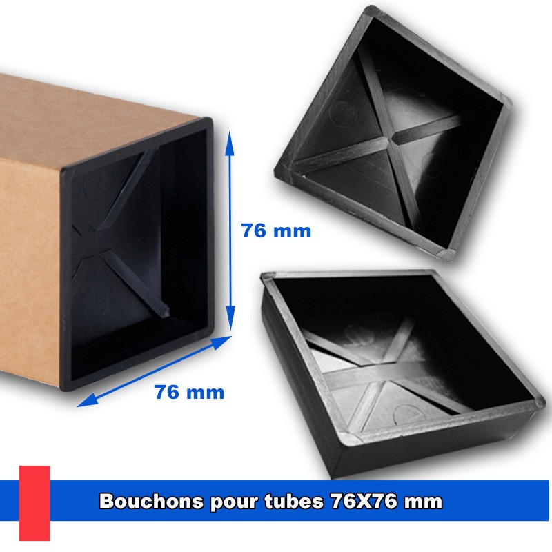 Bouchons en plastique ijecté pour tubes 76x76 mm Bouchons en plastique ijecté pour tubes 76x76 mm
